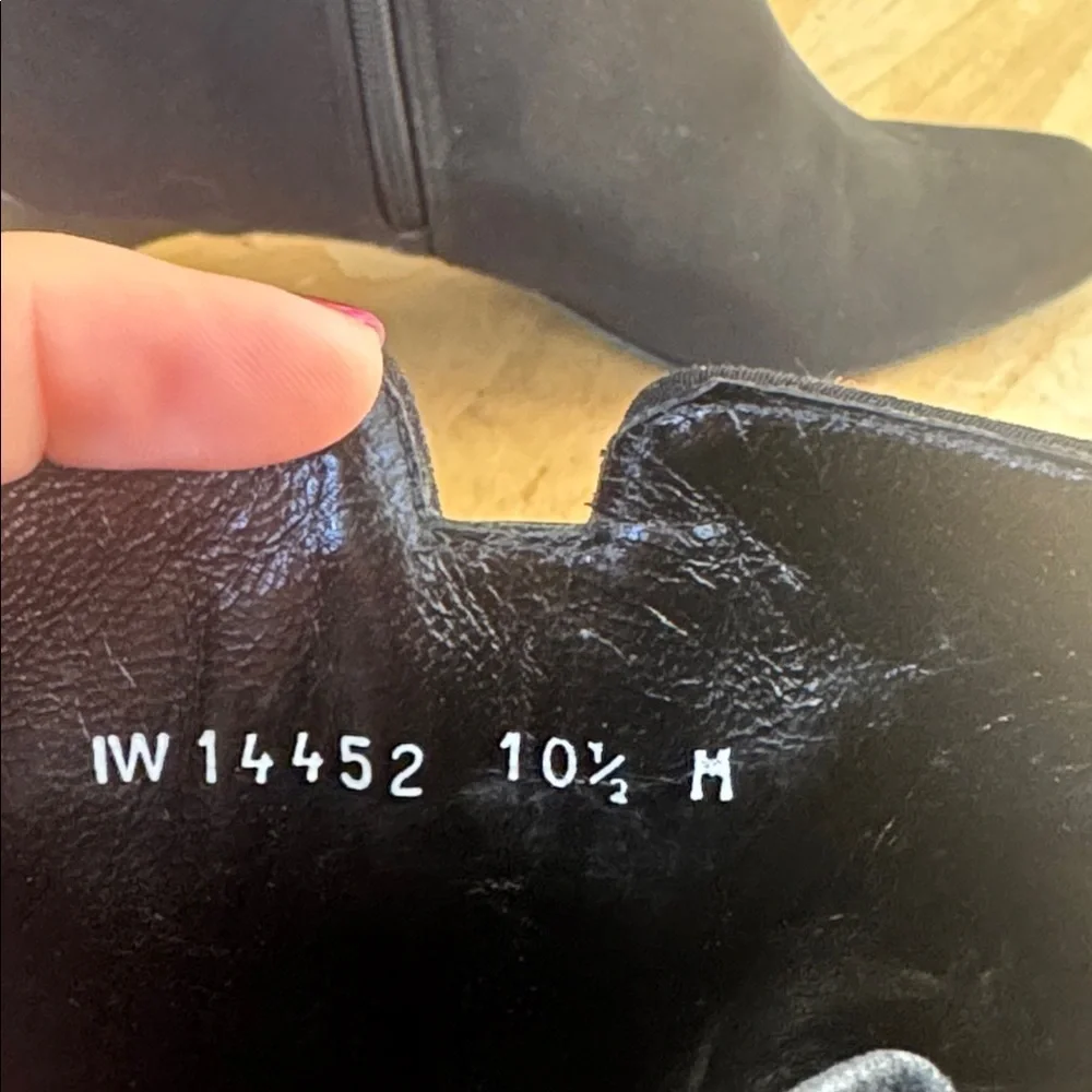 Stuart Weitzman Black Suede Leather Heeled Booties 10.5